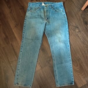 Carhartt Jeans Mens 35x30 Blue Denim Traditional Fit Tapered Leg Cotton B18STW